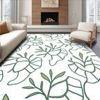 Green Leaf Outline Botanical Repeat Rug