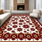 Crimson And Gold Floral Medallion Rug