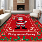 Jolly Santa Claus Holly Border Rug