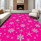 Bright Pink Snowflake Collage Rug