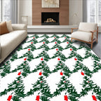 Christmas Trees with Red and Silver Ornaments Rug