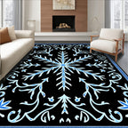 Winter Blue Snowflake Foliage Art Rug