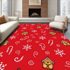 Crimson Gingerbread Snowflakes Candy Canes Swirls Rug