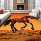 Galloping Horse Sunset Desert Scene Rug