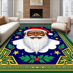 Festive Santa Claus Holly Stars Rug