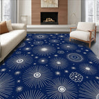 Navy White Sunburst Medallion Rug