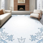 Sky Blue Floral Border Lace Rug