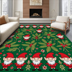Green Elves Holly Berry Christmas Rug