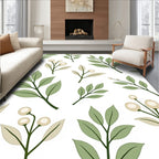 Botanical Sprigs Ivory Cream Greenery Rug
