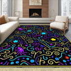 Vibrant Neon Octopus Swirls Garden Rug