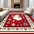 Festive Santa Claus Red Border Rug