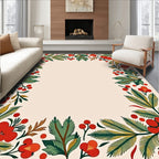 Red Berry Branch Foliage Border Rug