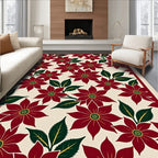 Crimson Red Floral Garden Rug