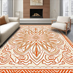 Orange Golden Bloom Mandala Rug