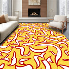 Golden Yellow Red Flowing Swirls Rug