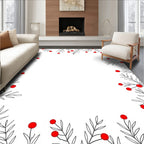 Red Berry Branch Outline Border Rug