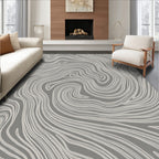 Gray White Swirling Organic Lines Rug