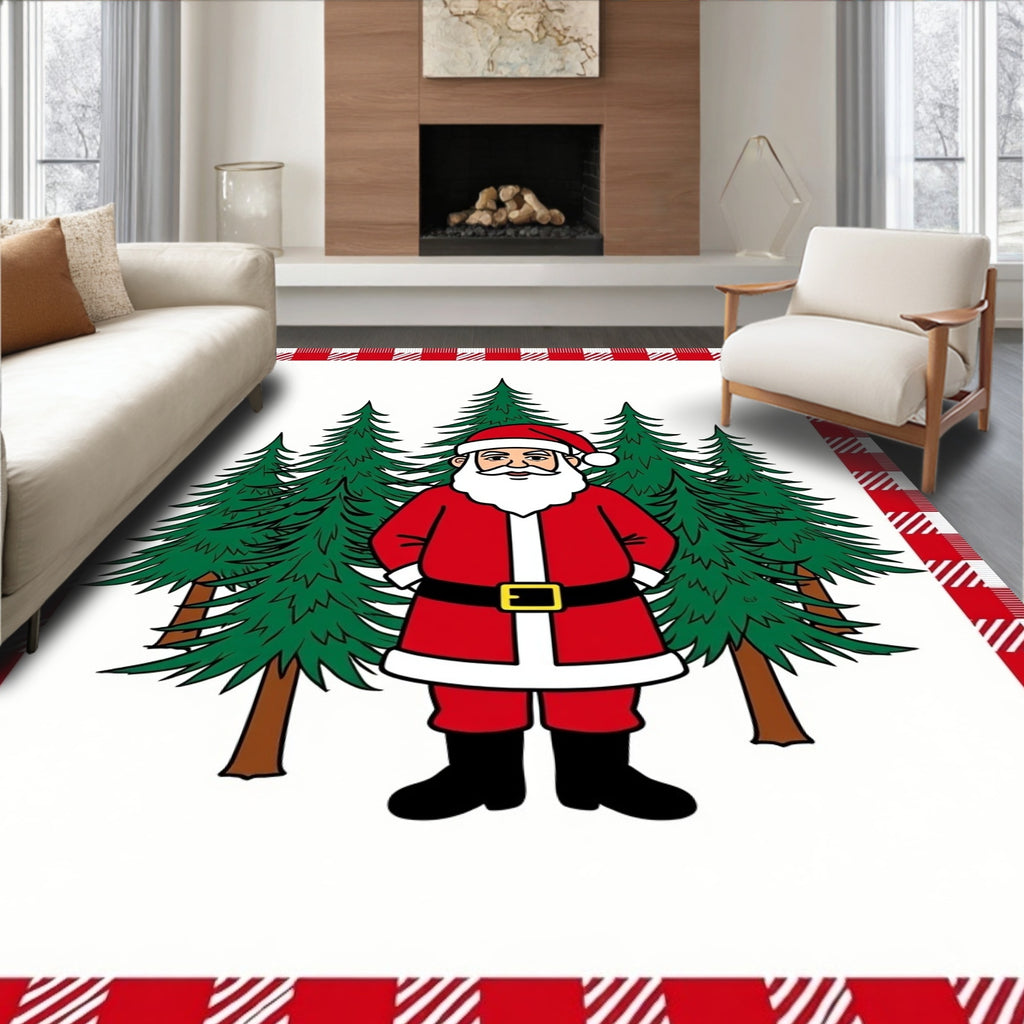 Rustic Red Buffalo Plaid Santa Forest Rug