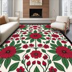 Crimson Floral Vine Art Nouveau Rug