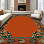 Terracotta Leaf Border Deco Rug