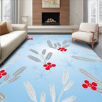Winter Holly Berry Branches Blue Sky Rug