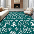 Deep Forest White Pine Snowflakes Rug