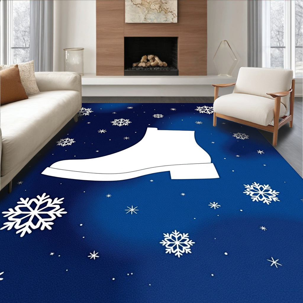 Cool White Boot Snowflake Night Rug