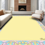 Art Nouveau Pale Yellow Floral Border Rug