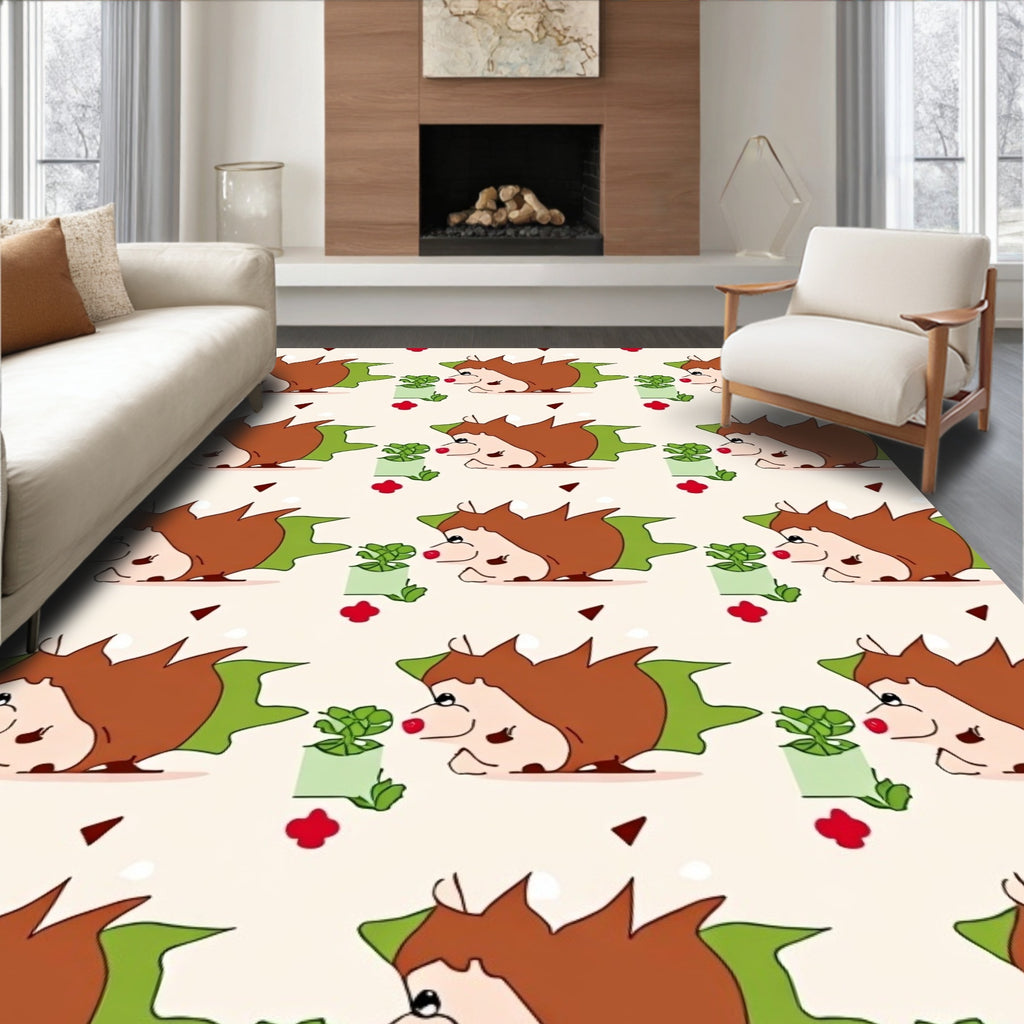 Whimsical Hedgehog Garden Repeat Rug