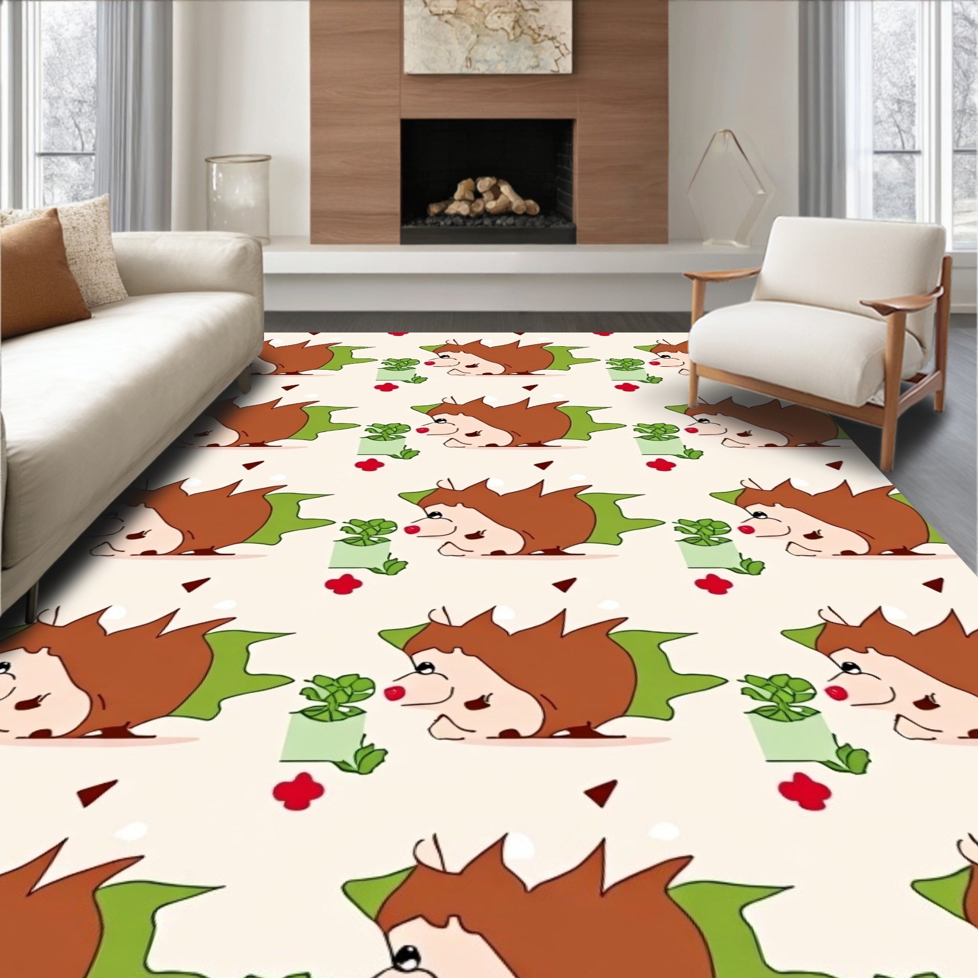 Whimsical Hedgehog Garden Repeat Rug