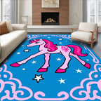 Pink Unicorn Stars Swirl Border Rug