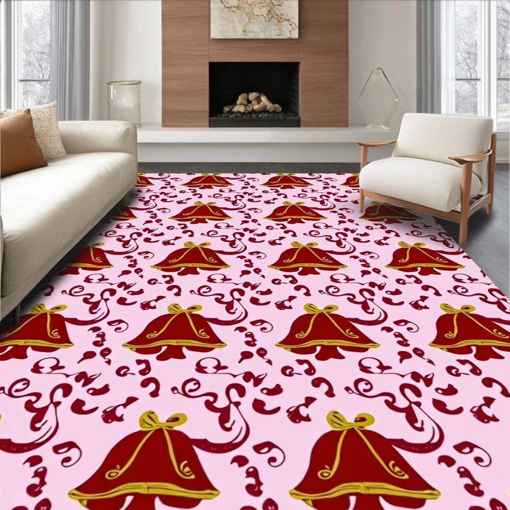Crimson Bell Garland With Gold Bows Rug