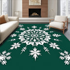 Winter White Snowflake Mandala Rug