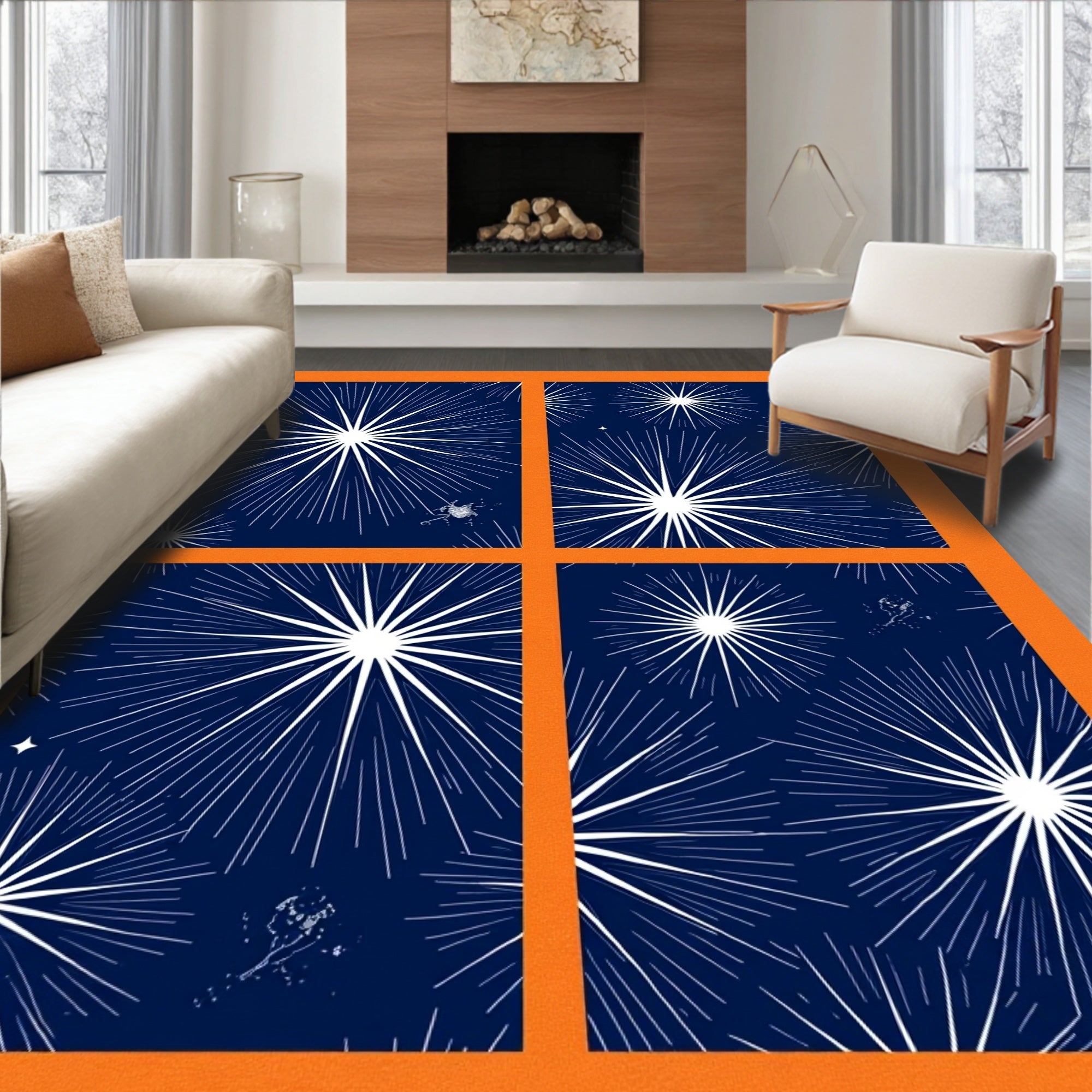 Deep Blue Starburst Radiance Rug