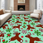 Jolly Reindeer Holly Snowflake Medley Rug