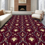 Crimson Floral Medallion Scroll Rug