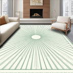 Radiant Green Sunburst Circle Cream Rug