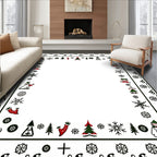 Festive Children Snowflakes Holly Christmas Trees Rug