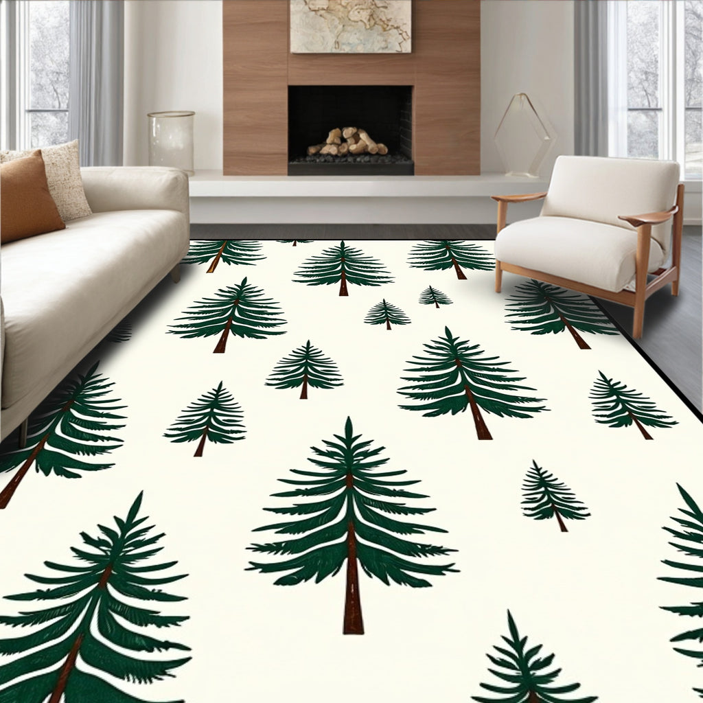 Forest Evergreen Trees Repeating Pattern Rug