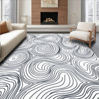 Black White Organic Contour Lines Rug