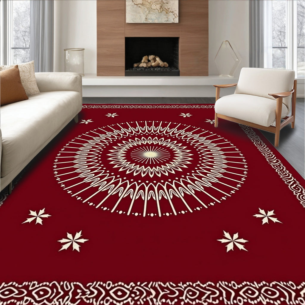Crimson Medallion Star Border Rug