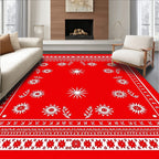 Red Floral Folk Art Rug