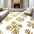 Shimmering Gold Snowflake Holiday Rug
