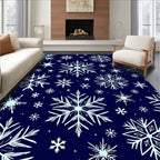 Winter Snowflake Scatter Navy Blue Rug