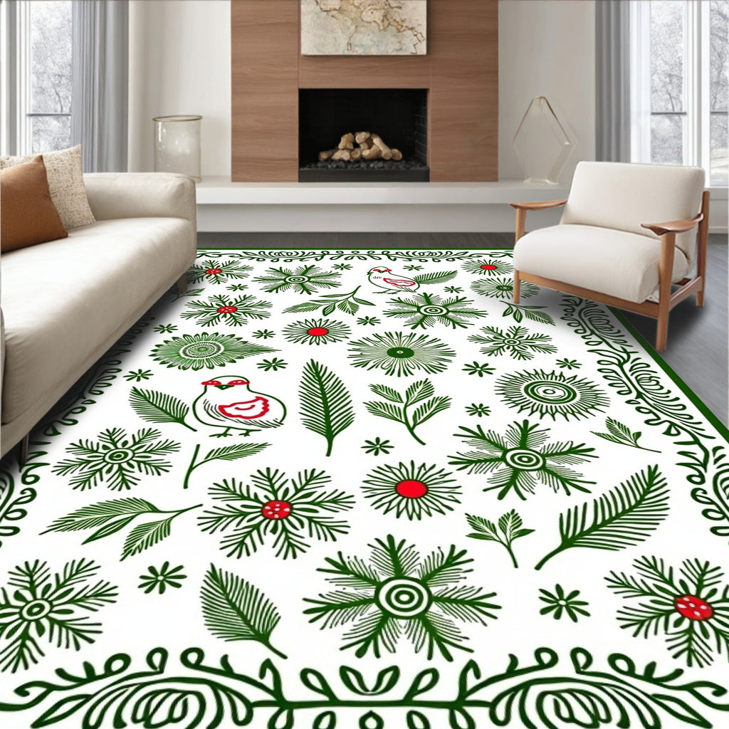 Whimsical Birds And Greenery Garden Rug