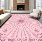 Pink Sunburst Floral Border Rug