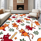 Playful Orange Red Cat Scatter Rug