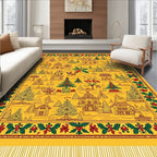 Yellow Winter Village Holly Border Rug