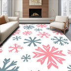 Pink Gray Snowflake Repeat Seamless Rug