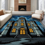 Haunted Gothic Castle Bats Night Rug